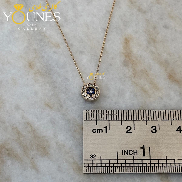 گردنبند طلا دایره نگین آبی